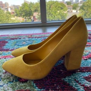 Antonio Melani Yellow Valo Suede Block Heels